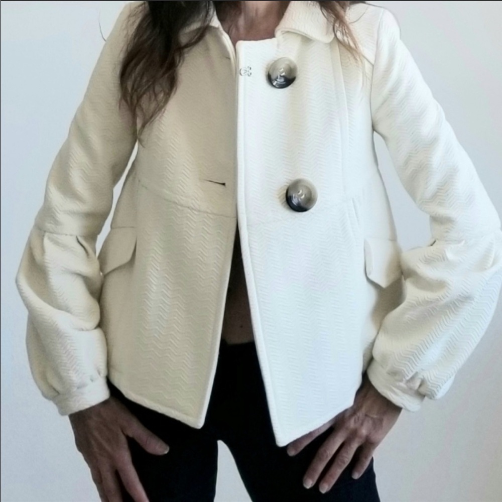Zara Poet Sleeve Ivory Jacket